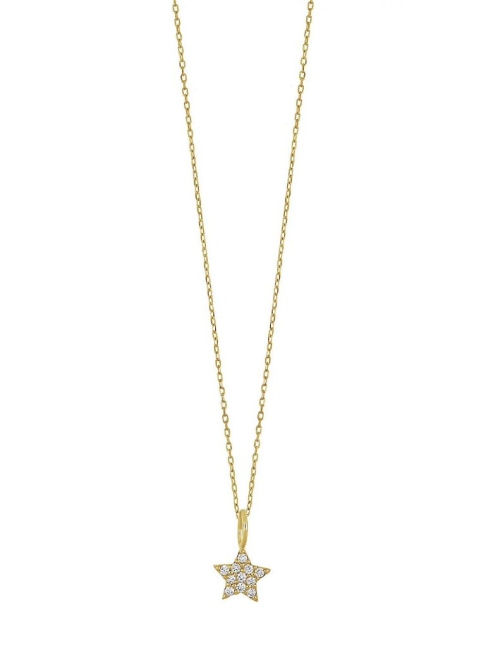 Bony Levy 18K Yellow Gold Pave Diamond Mini Star Pendant Necklace 0.05 ctw